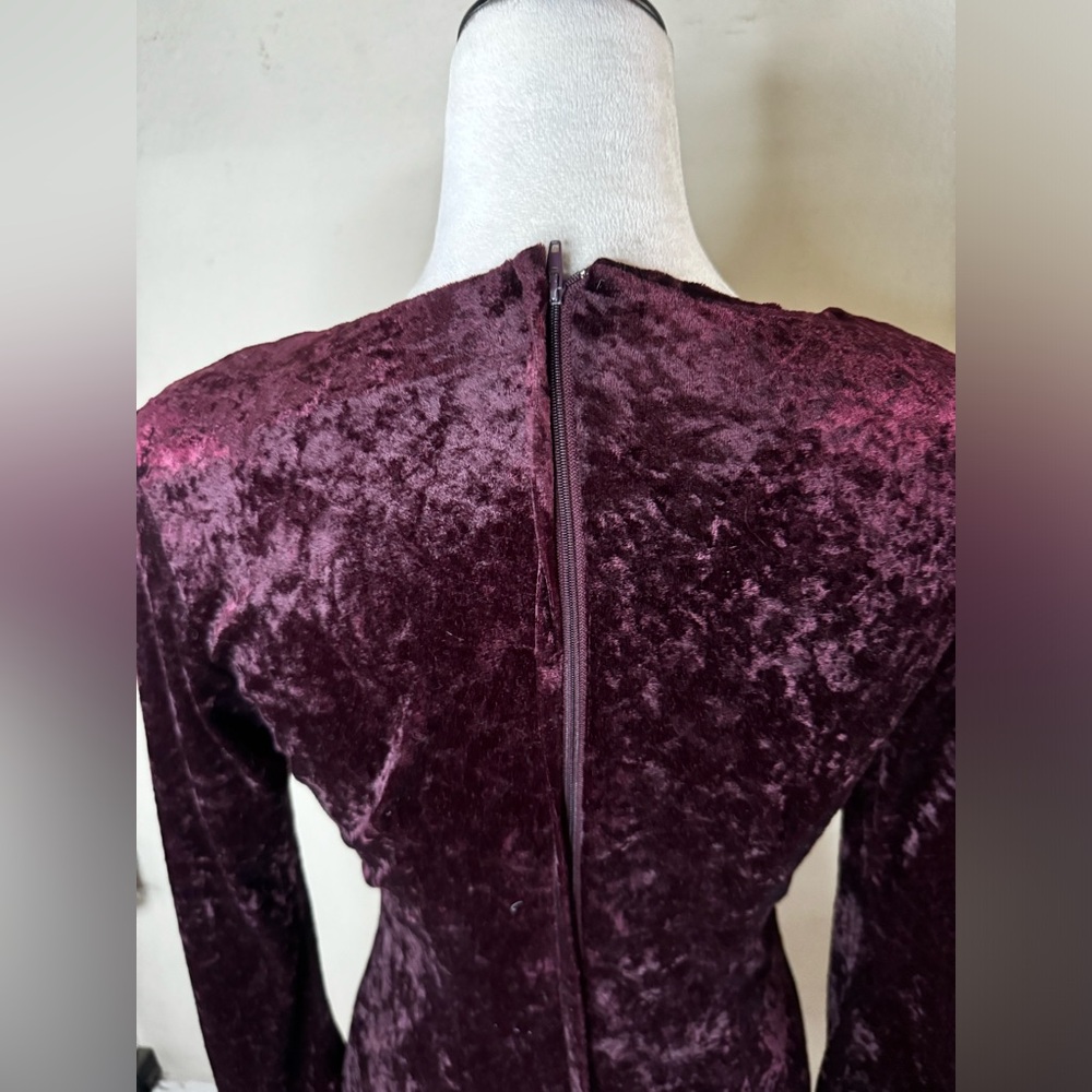 Vintage Mauve Velvet Sheath Midi Dress 90’s Witchy whimsigoth stevie knicks noir - Picture 5 of 14